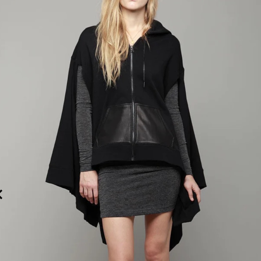 Alexander Wang Black Hooded Cape Jacket